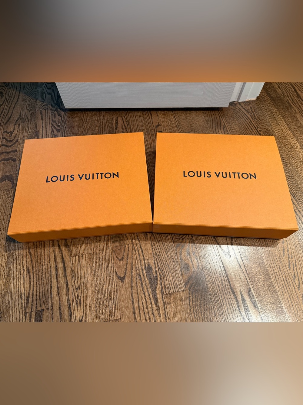 Louis Vuitton Orange Gift Boxes with Black Logo - Pair